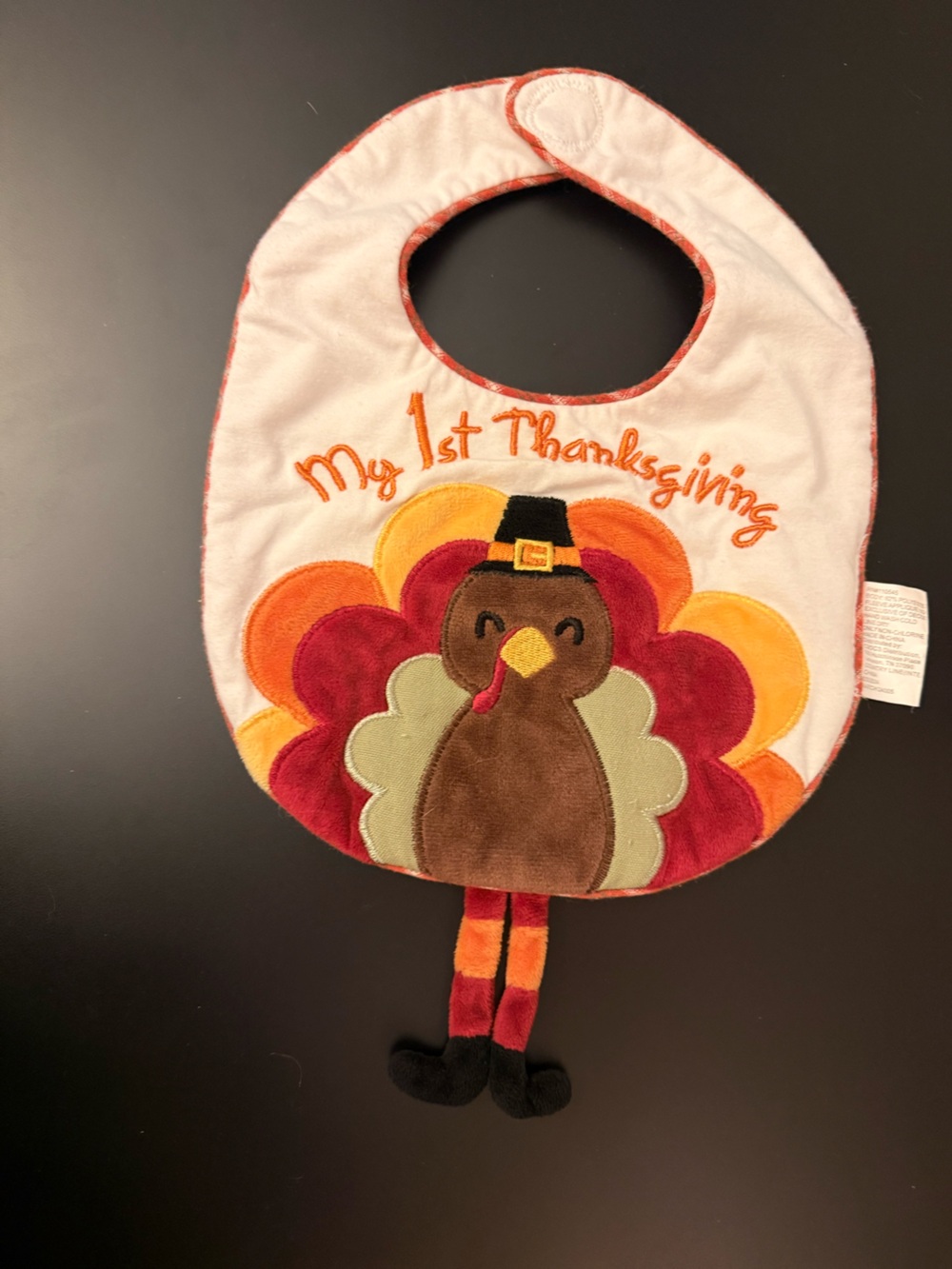 My 1st Thanksgiving Turkey Baby Bib - Orange, Red, Brown